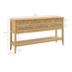 Soma Oak 62 Inch Rattan Console Table - Ornate Home