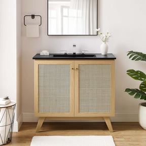 Soma Oak/Black 36" Bathroom Vanity - Ornate Home