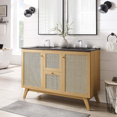 Soma Oak/Black 48" Double Sink Bathroom Vanity - Ornate Home