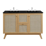 Soma Oak/Black 48" Double Sink Bathroom Vanity - Ornate Home