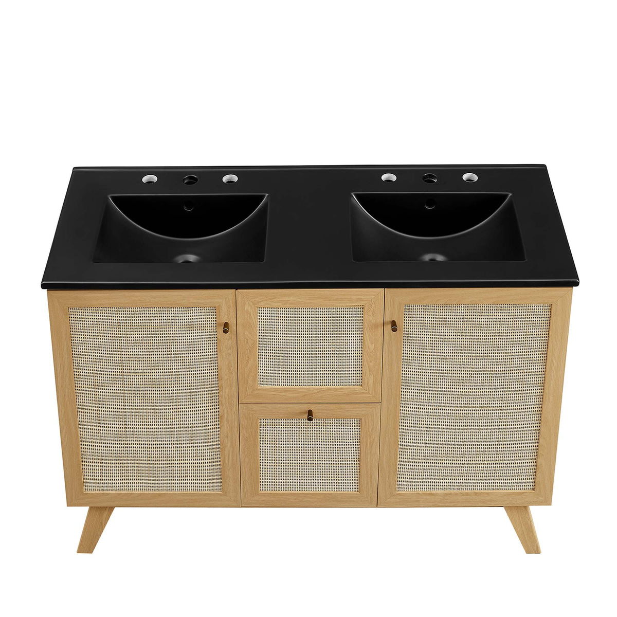 Soma Oak/Black 48" Double Sink Bathroom Vanity - Ornate Home