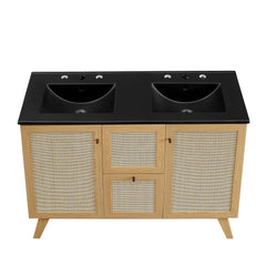 Soma Oak/Black 48" Double Sink Bathroom Vanity - Ornate Home