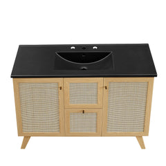 Soma Oak/Black 48" Single Sink Bathroom Vanity - Ornate Home