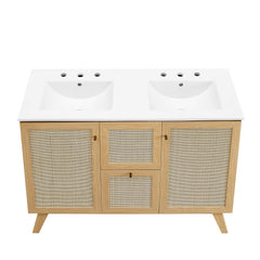 Soma Oak/White 48" Double Sink Bathroom Vanity - Ornate Home