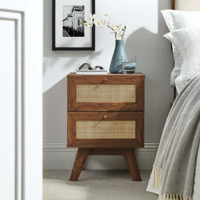 Soma Walnut 2-Drawer Nightstand - Ornate Home