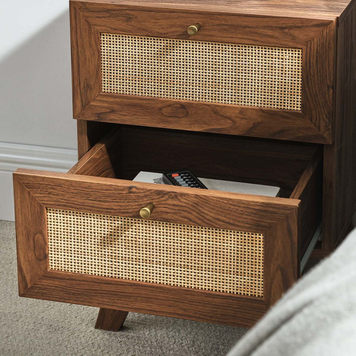 Soma Walnut 2-Drawer Nightstand - Ornate Home
