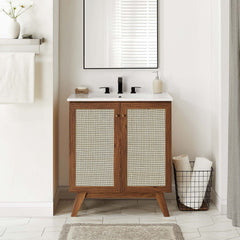 Soma Walnut 30" Bathroom Vanity Cabinet (Sink Basin Not Included) - Ornate Home