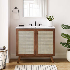 Soma Walnut 36" Bathroom Vanity Cabinet (Sink Basin Not Included) - Ornate Home