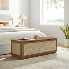 Soma Walnut 47" Rattan Storage Bench - Ornate Home