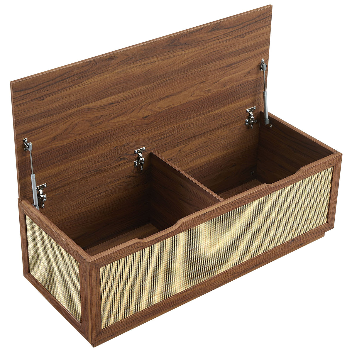 Soma Walnut 47" Rattan Storage Bench - Ornate Home