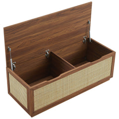 Soma Walnut 47" Rattan Storage Bench - Ornate Home