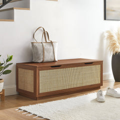 Soma Walnut 47" Rattan Storage Bench - Ornate Home