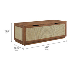 Soma Walnut 47" Rattan Storage Bench - Ornate Home