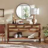 Soma Walnut 62 Inch Rattan Console Table - Ornate Home