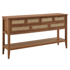 Soma Walnut 62 Inch Rattan Console Table - Ornate Home
