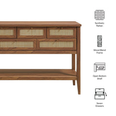 Soma Walnut 62 Inch Rattan Console Table - Ornate Home