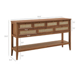 Soma Walnut 62 Inch Rattan Console Table - Ornate Home