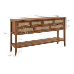 Soma Walnut 62 Inch Rattan Console Table - Ornate Home