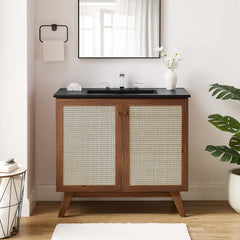 Soma Walnut/Black 36" Bathroom Vanity - Ornate Home