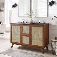 Soma Walnut/Black 48" Double Sink Bathroom Vanity - Ornate Home