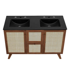 Soma Walnut/Black 48" Double Sink Bathroom Vanity - Ornate Home