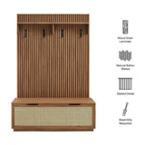 Soma Walnut Fluted 3-in-1 Hall Tree With Storage Bench and Coat Rack - Ornate Home