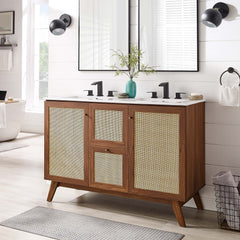 Soma Walnut/White 48" Double Sink Bathroom Vanity - Ornate Home