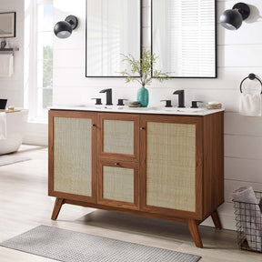 Soma Walnut/White 48" Double Sink Bathroom Vanity - Ornate Home