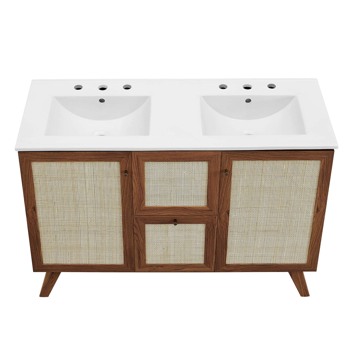 Soma Walnut/White 48" Double Sink Bathroom Vanity - Ornate Home