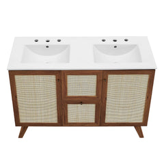 Soma Walnut/White 48" Double Sink Bathroom Vanity - Ornate Home