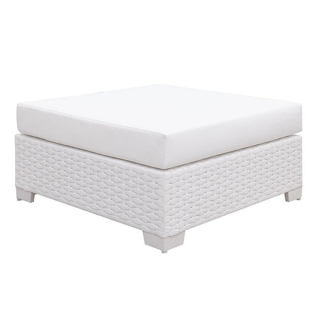 Somani White Outdoor Ottoman - Ornate Home