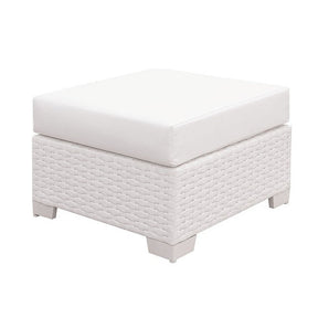 Somani White Outdoor Small Ottoman - Ornate Home