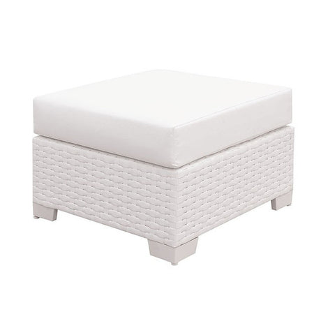 Somani White Outdoor Small Ottoman - Ornate Home