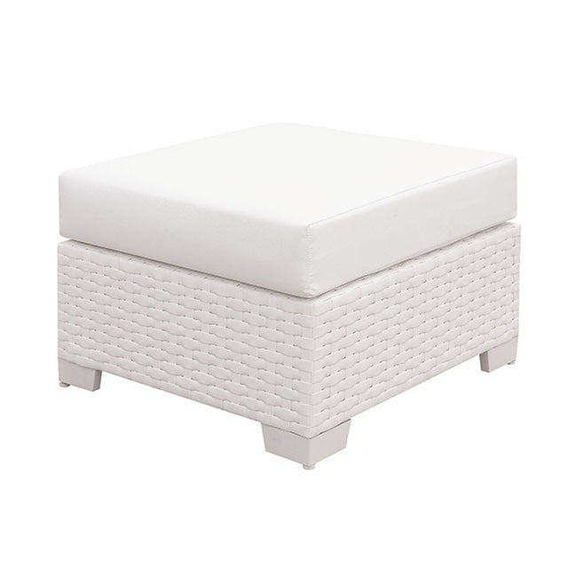 Somani White Outdoor Small Ottoman - Ornate Home