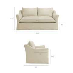 Somerset 70" Linen Blend Slipcovered Loveseat - Ornate Home