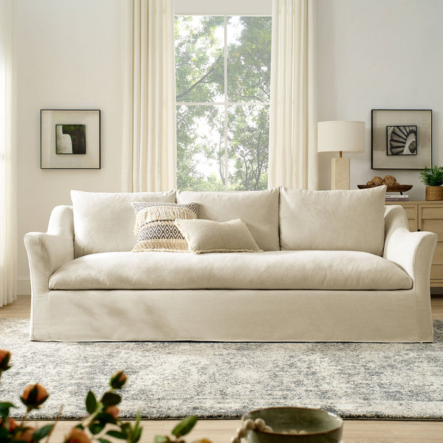 Somerset 92" Linen Blend Slipcovered Sofa - Ornate Home