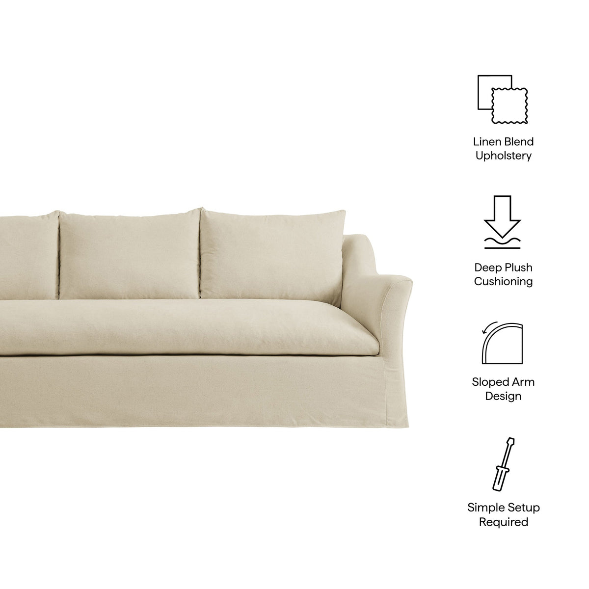 Somerset 92" Linen Blend Slipcovered Sofa - Ornate Home