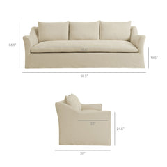 Somerset 92" Linen Blend Slipcovered Sofa - Ornate Home
