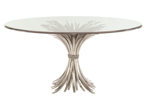 Somerset Clear/Silver Leaf Round 48" Dining Table - Ornate Home