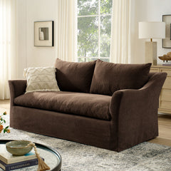 Somerset Cocoa 70" Linen Blend Slipcovered Loveseat - Ornate Home