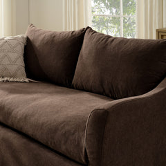 Somerset Cocoa 70" Linen Blend Slipcovered Loveseat - Ornate Home