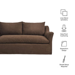 Somerset Cocoa 70" Linen Blend Slipcovered Loveseat - Ornate Home