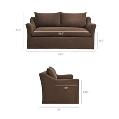 Somerset Cocoa 70" Linen Blend Slipcovered Loveseat - Ornate Home