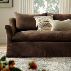 Somerset Cocoa 92" Linen Blend Slipcovered Sofa - Ornate Home
