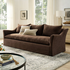 Somerset Cocoa 92" Linen Blend Slipcovered Sofa - Ornate Home