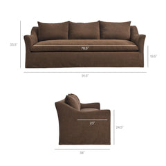 Somerset Cocoa 92" Linen Blend Slipcovered Sofa - Ornate Home