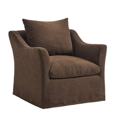 Somerset Cocoa Linen Blend Slipcovered Armchair - Ornate Home