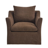 Somerset Cocoa Linen Blend Slipcovered Armchair - Ornate Home