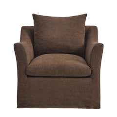 Somerset Cocoa Linen Blend Slipcovered Armchair - Ornate Home