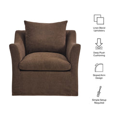 Somerset Cocoa Linen Blend Slipcovered Armchair - Ornate Home